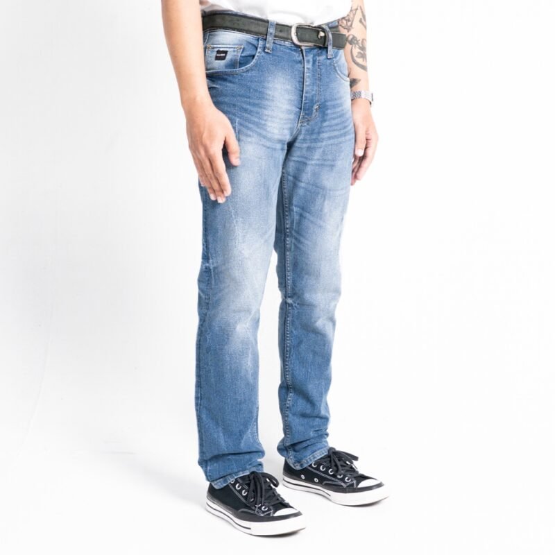 ROCKMAKER CELANA DENIM SLIM FIT SELVEDGE ACCENT LIGHT BLUE DESTROY