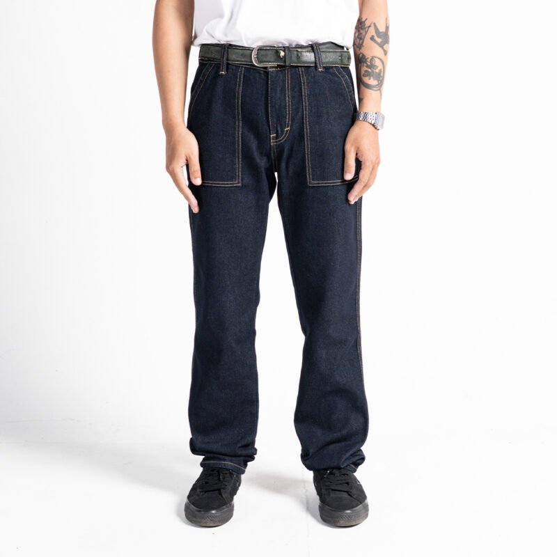 Rockmaker Denim Workpants Stitch Gold Jeans Lembut Jeans Lembut