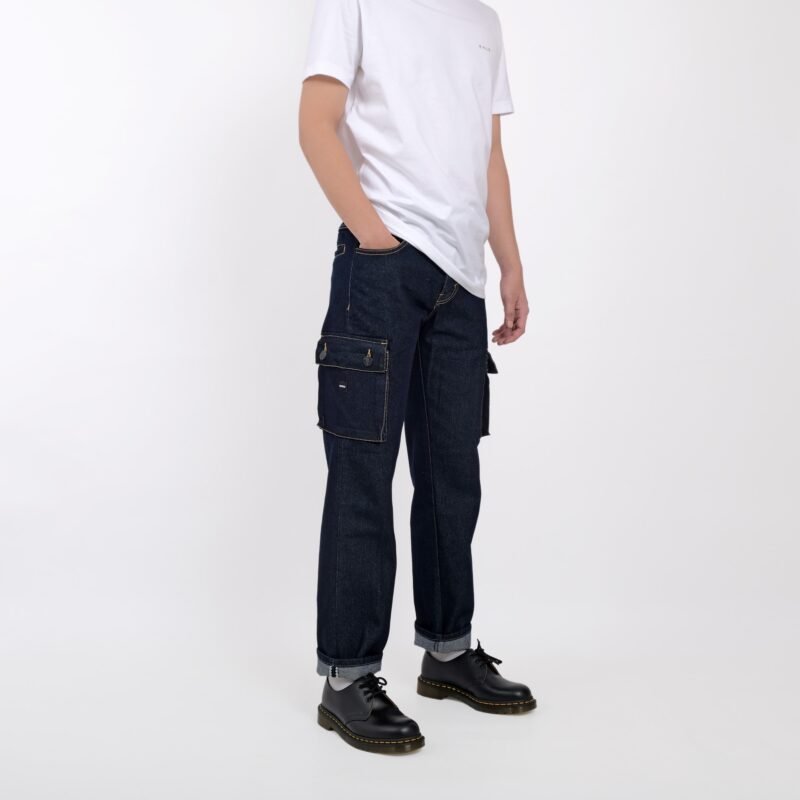 Rockmaker Cargo Denim Phillip Selvedge Accent Jeans Pria Lembut Nyaman