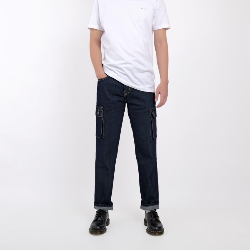 Rockmaker Cargo Denim Phillip Selvedge Accent Jeans Pria Lembut Nyaman